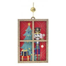  Χριστουγεννιάτικo Ξύλινο Παράθυρο με Καρυοθραύστη (11cm)